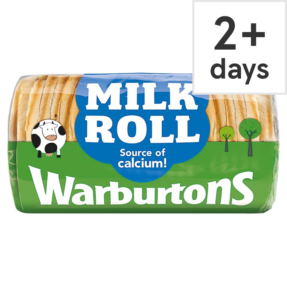 Warburtons Milk Roll Sliced White Bread 400G Tesco Groceries