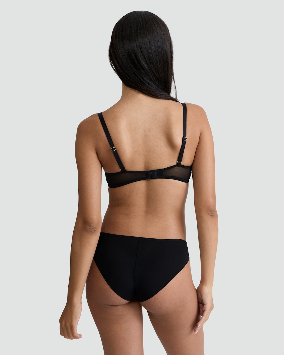 image 1 of F&F Floral Embroidered Underwired Plunge Bra in Black