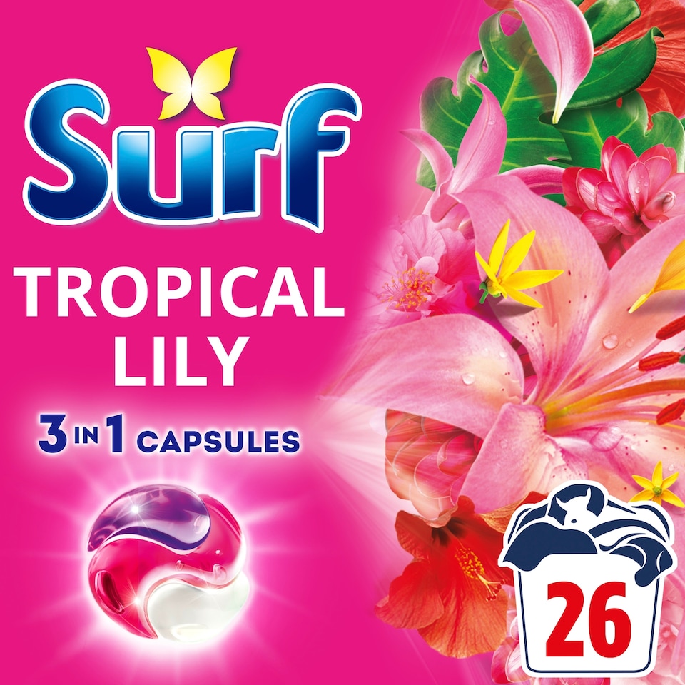 image 1 of Surf 3 In 1 Tropical Lily Washing Capsules 26 Washes 449.8g