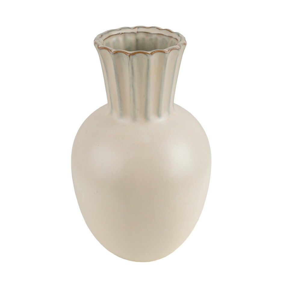 Candlelight Cream Reactive Scallop Vase