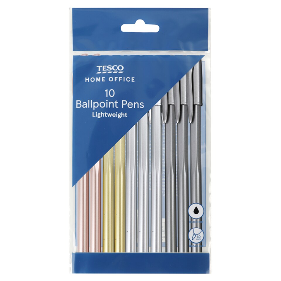 Tesco Finish Ball Pens Assorted 10 Pack