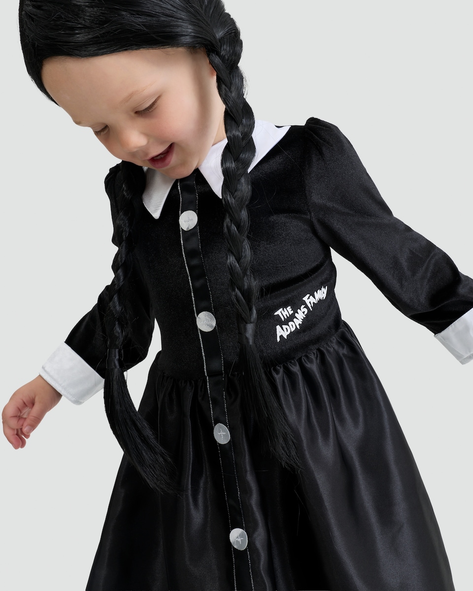 image 1 of Wednesday Addams 2-Piece Fancy Dress Costume in Black