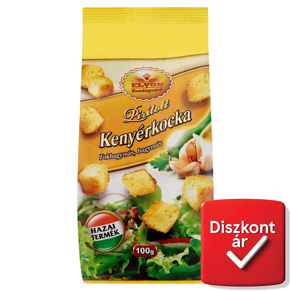 Elyon Vendégváró pirított kenyérkocka fokhagymás, hagymás ízesítéssel 100 g  1. kép