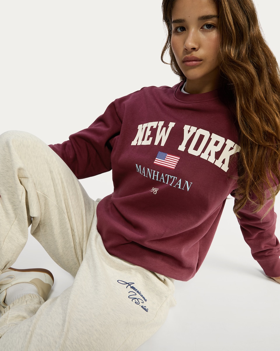 image 1 of OH ME OH MY Cotton Rich New York Sweatshirt in Berry