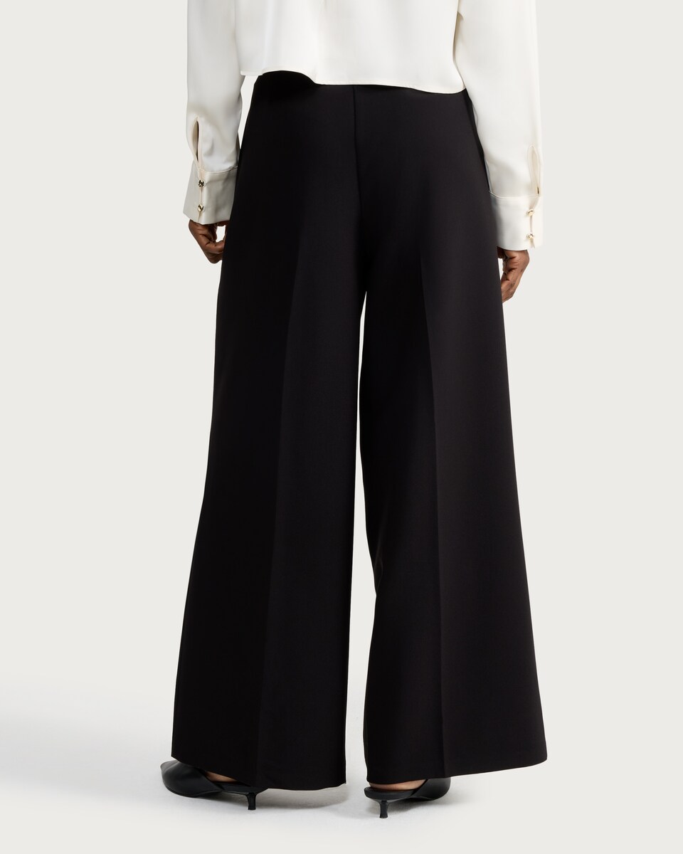 image 1 of F&F Wide Leg Button Detail Trousers  in Black