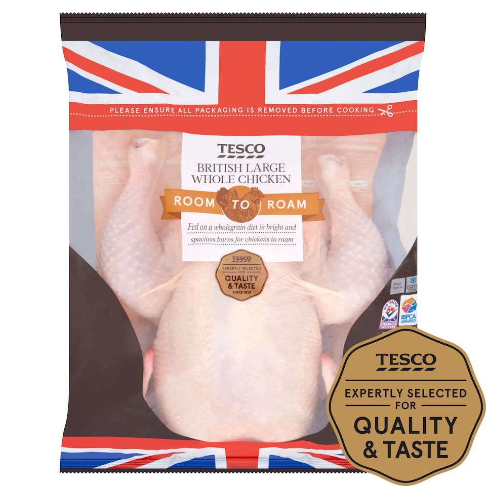 Tesco Room To Roam British Large Whole Chicken 1.4kg-1.8kg