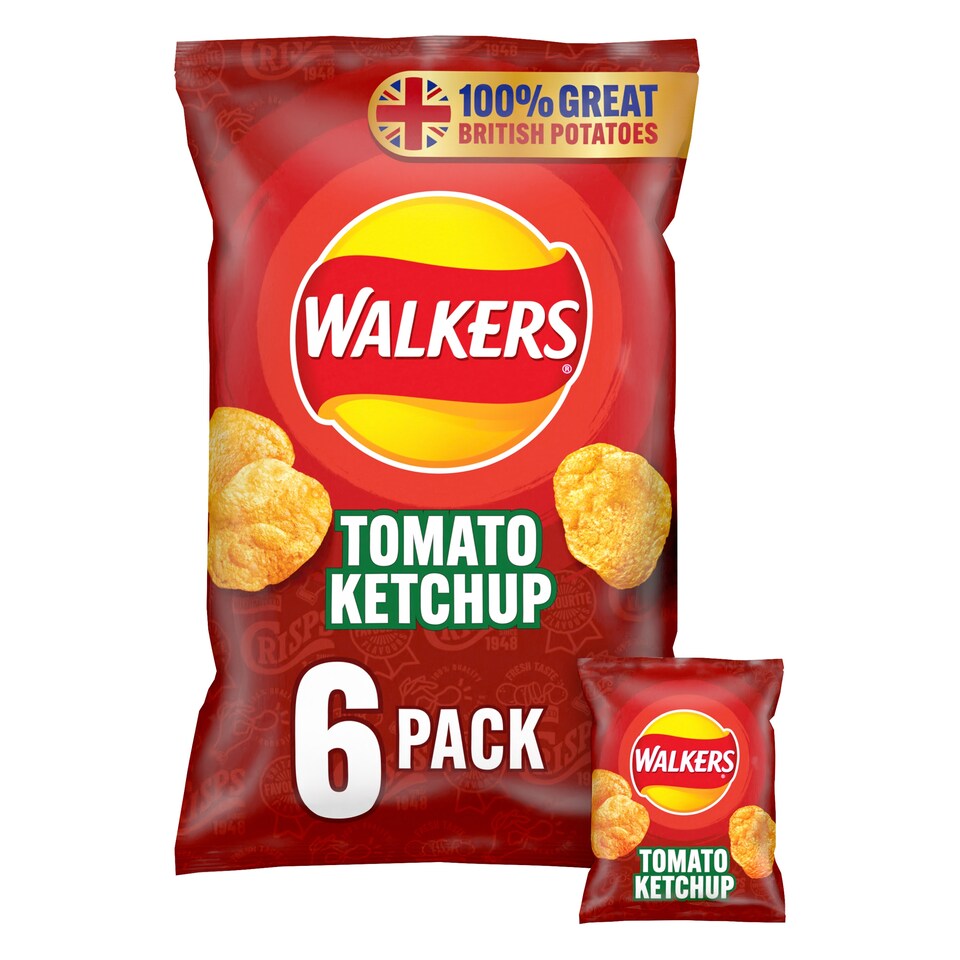 image 1 of Walkers Tomato Ketchup Crisps 6X25g