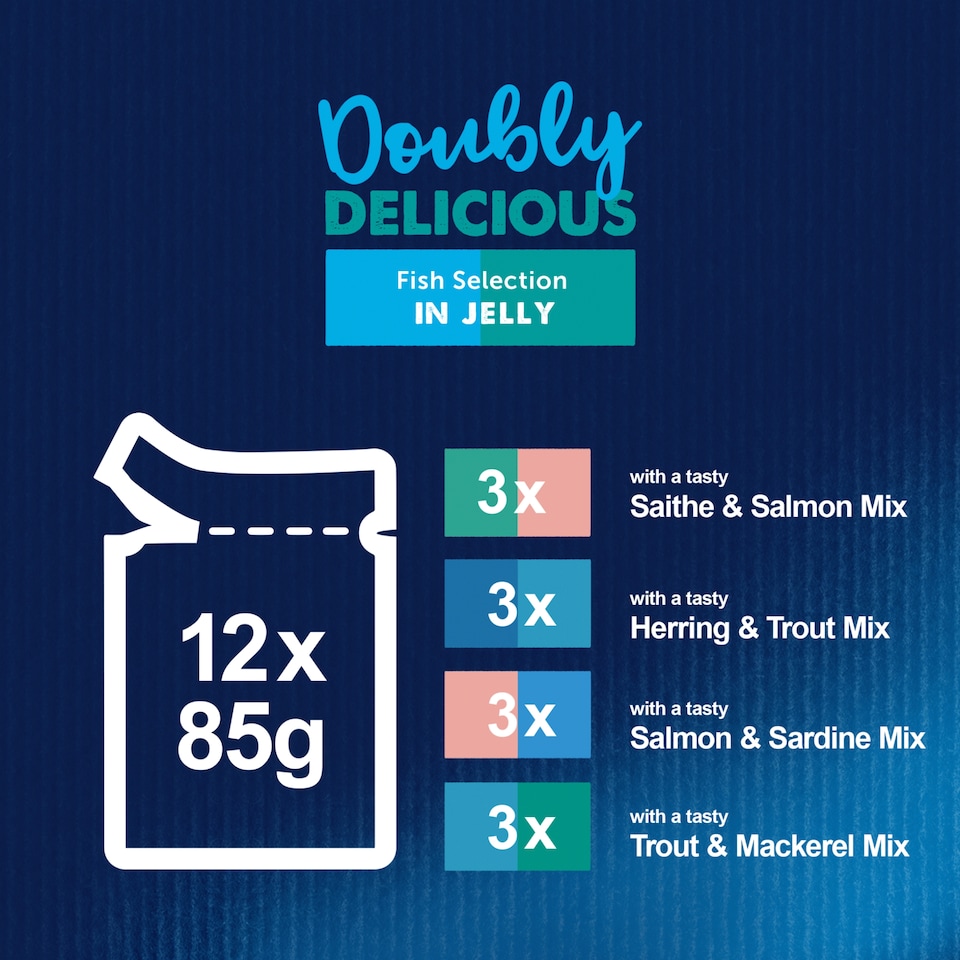 image 1 of Felix Doubly Delicious Fish Selection in Jelly Wet Cat Food 12x85g