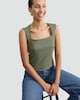 image 1 of F&F Polyamide Square Neck Sleeveless Top in Khaki