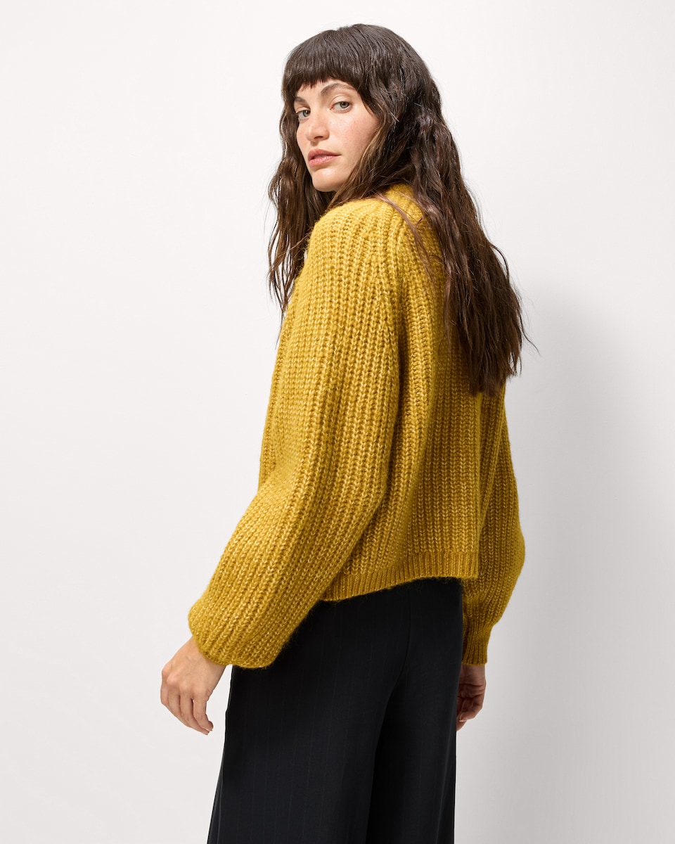 image 1 of F&F Chunky Knitted Cardigan with Wool in Amber