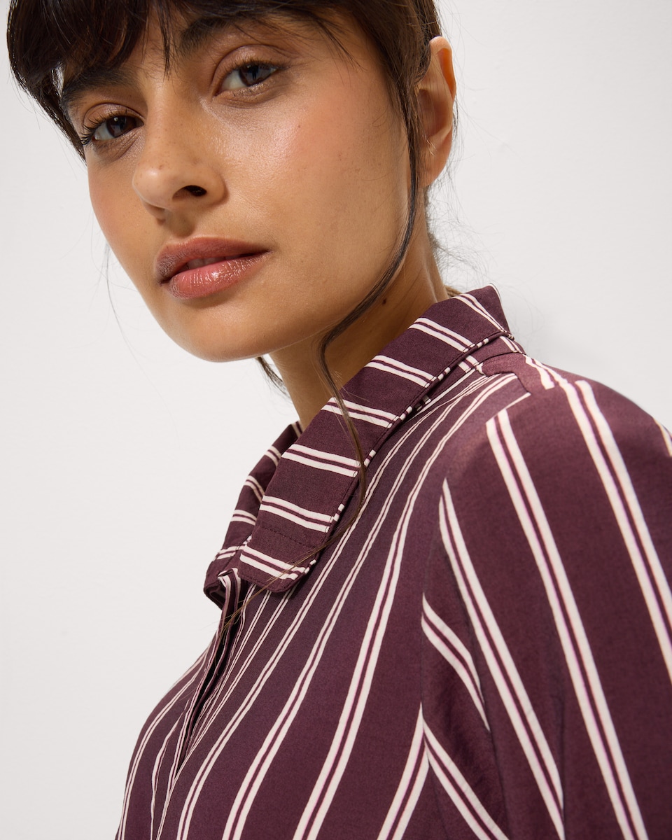 image 1 of F&F Funnel Neck Shirt in Multi Red