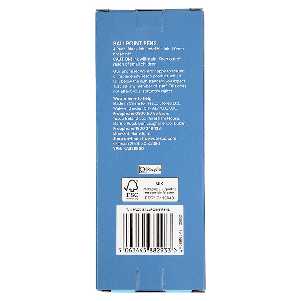 image 1 of Tesco Ballpoint Pens 4 pack