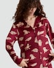 image 1 of F&F Curtis The Dog Printed Fleece Revere Shirt and Trousers Pyjamas  in Red