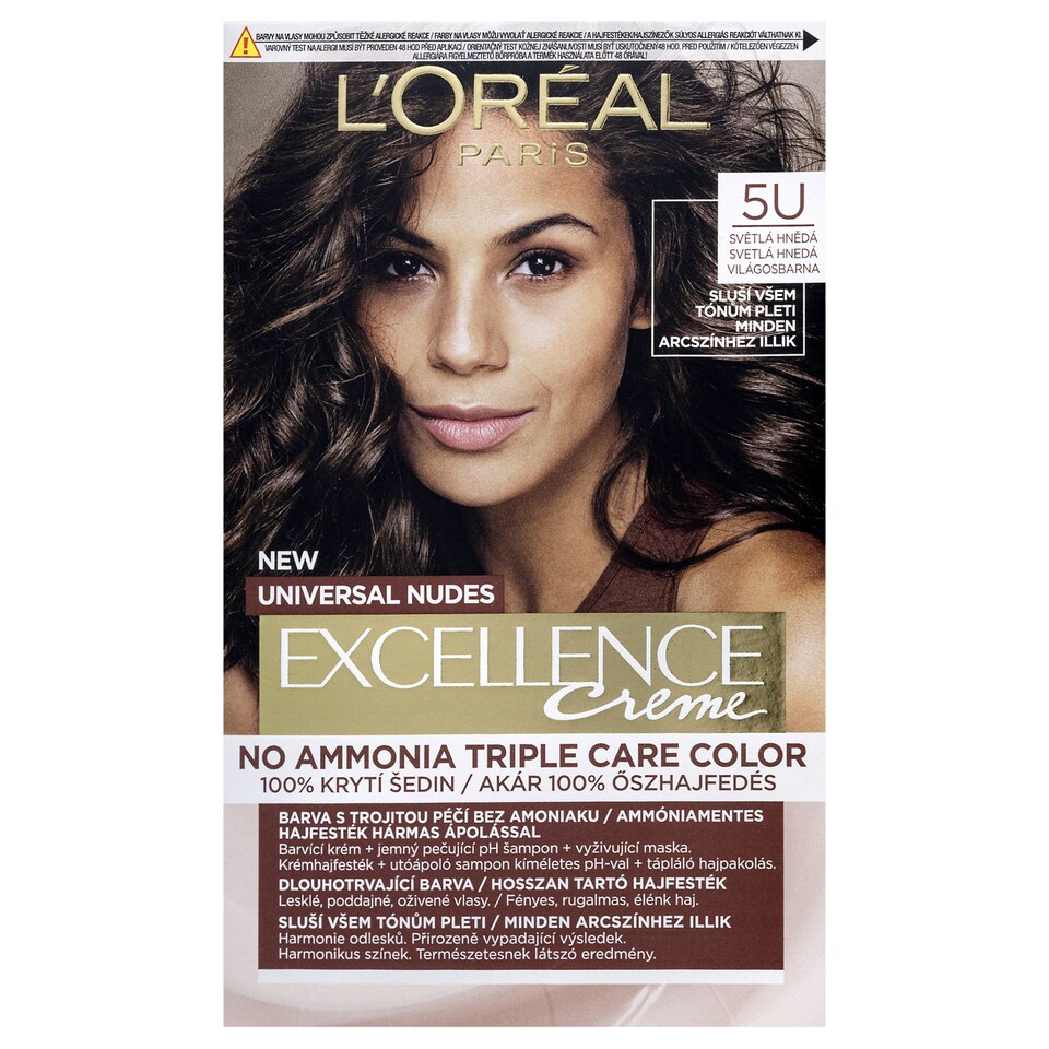 L'Oréal Paris Excellence Nudes 5 U Světle hnědá, 72 ml + 48 ml + 12 ml + 60 ml