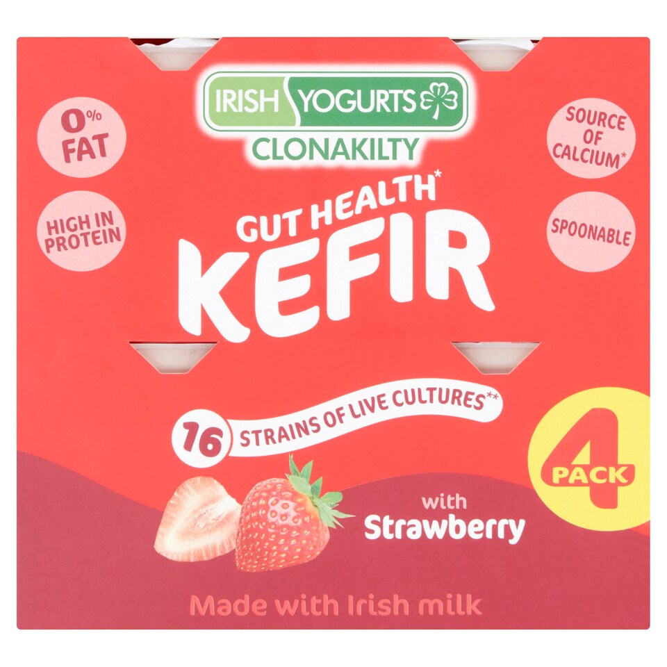 Irish Yogurts 0Fat Strawberry Kefir 4X125g Tesco Groceries