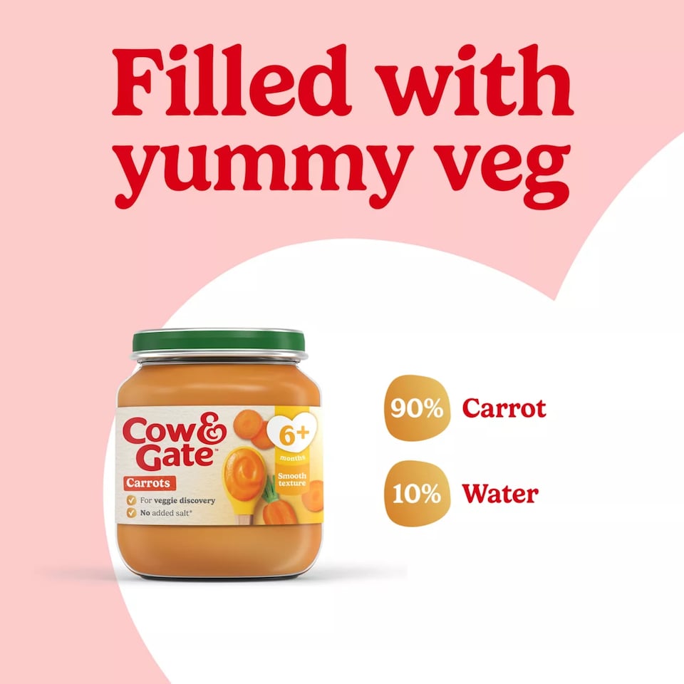 image 1 of Cow & Gate Carrot Baby Food Snack Jar 6+ Months 125g