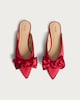 image 2 of SACHA Satin Bow Pointed Mules in Red