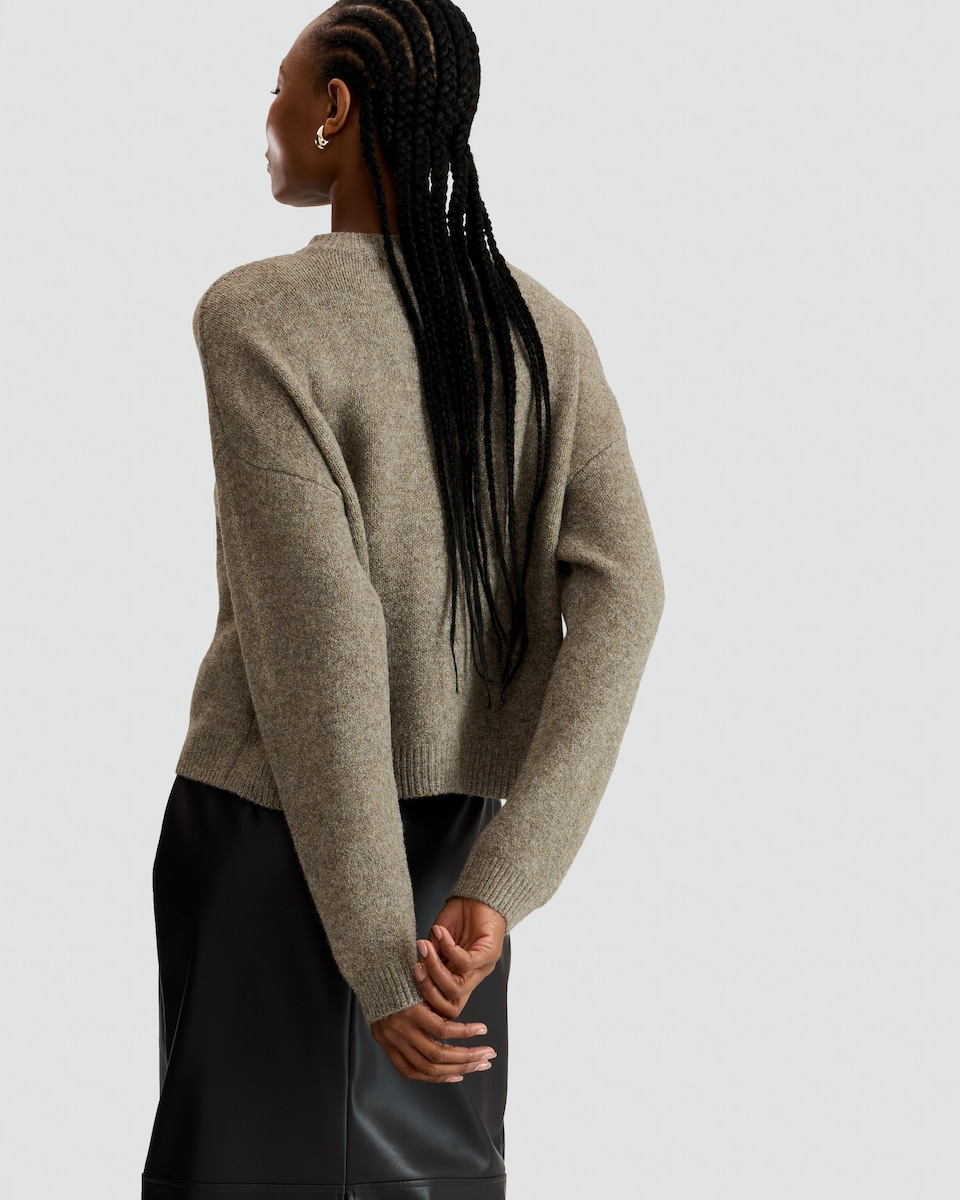 image 1 of F&F Knitted Button Up Cardigan with Wool in Mink