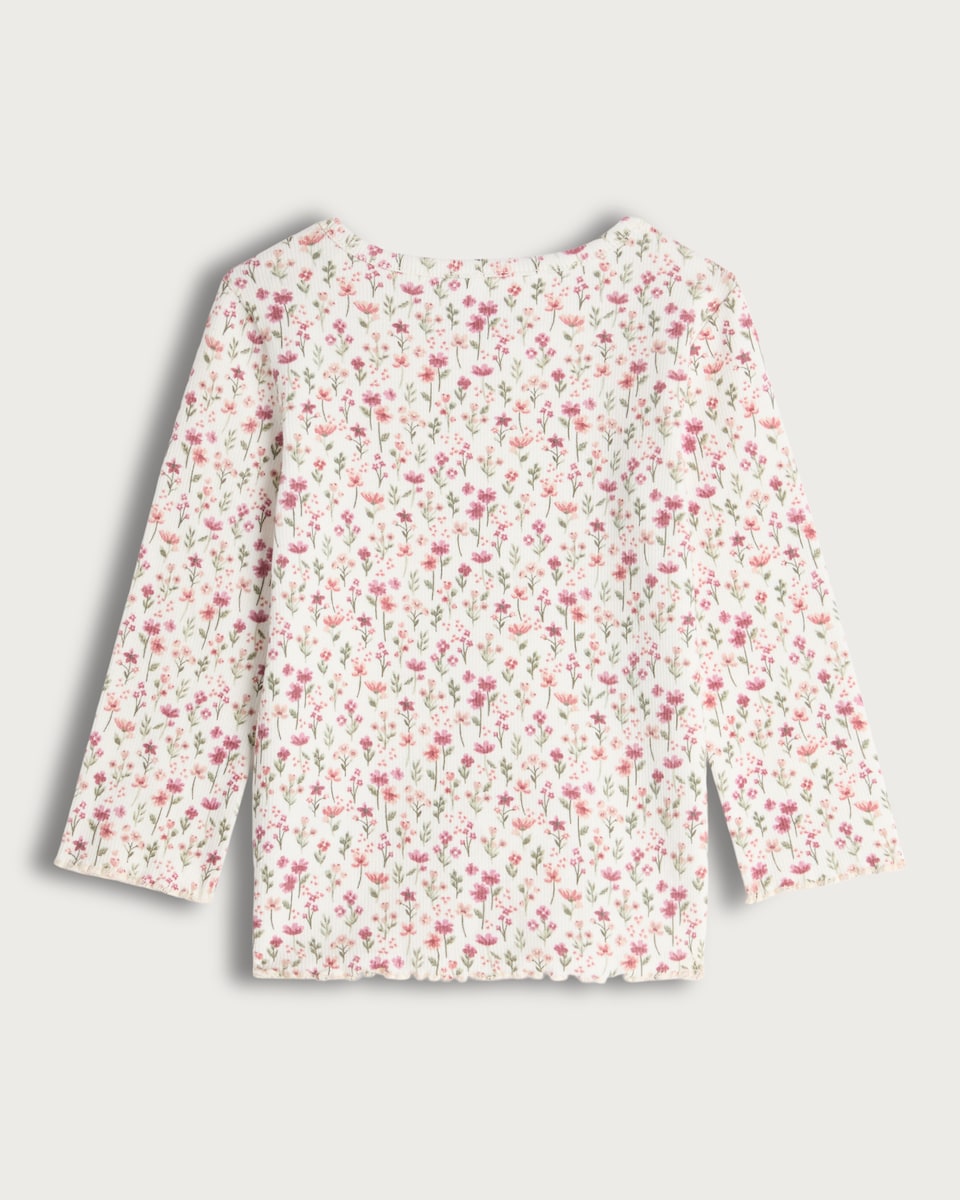 image 1 of F&F Baby 3-Pack Cotton Rich Floral Print Long Sleeved Tops in Pink