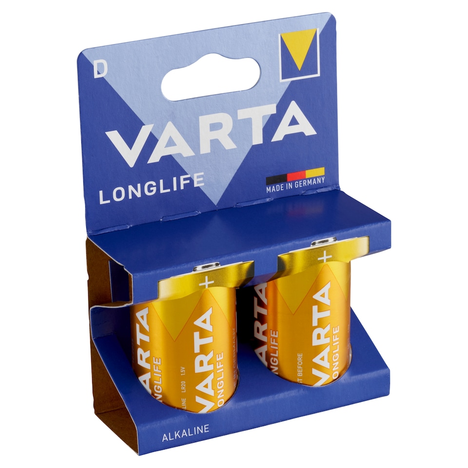 image 1 of VARTA Longlife D Alkaline Batteries 2 pcs