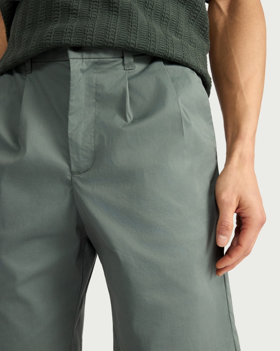 image 1 of The F&F Edit Cotton Rich Pleated Shorts in Khaki