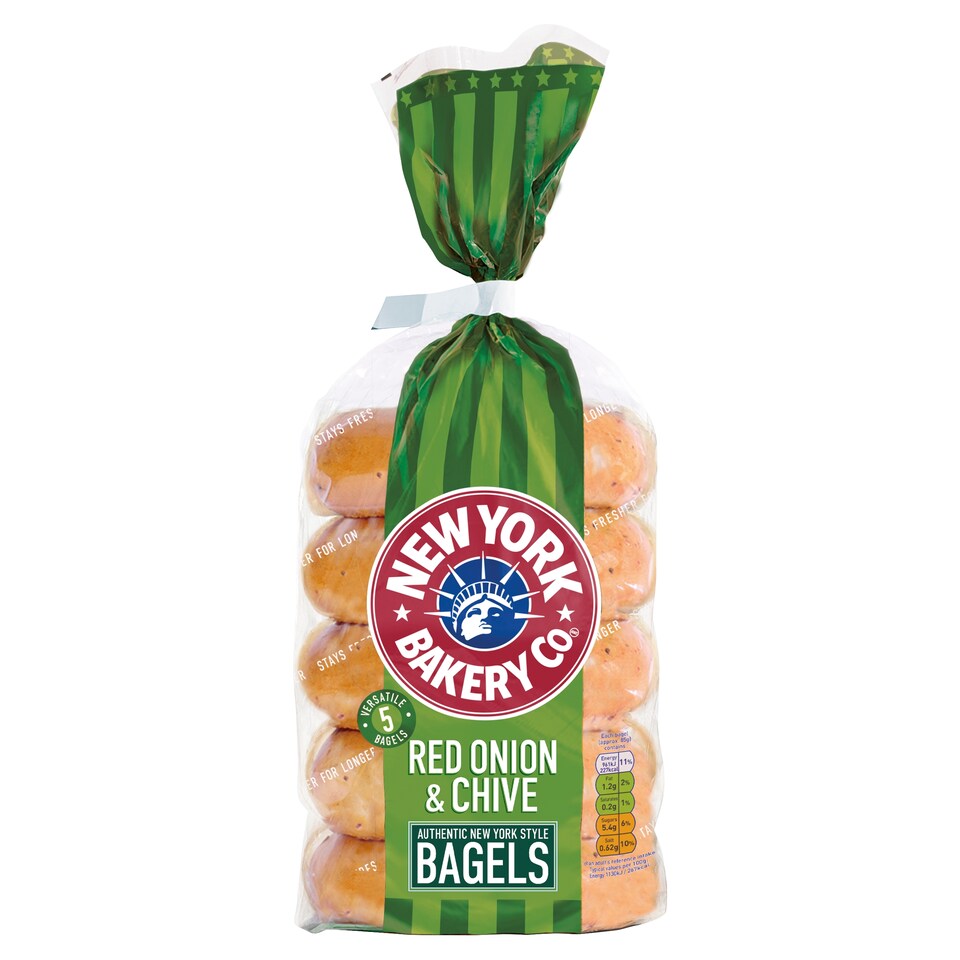 New York Bakery Red Onion And Chive Bagels 5Pack