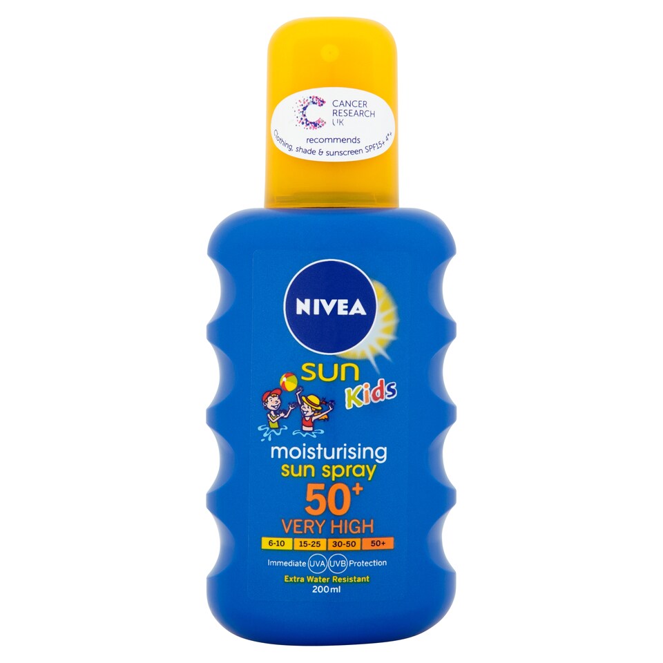 image 1 of NIVEA SUN Kids Protect & Care Coloured Sun Cream Spray SPF50+ 200ml