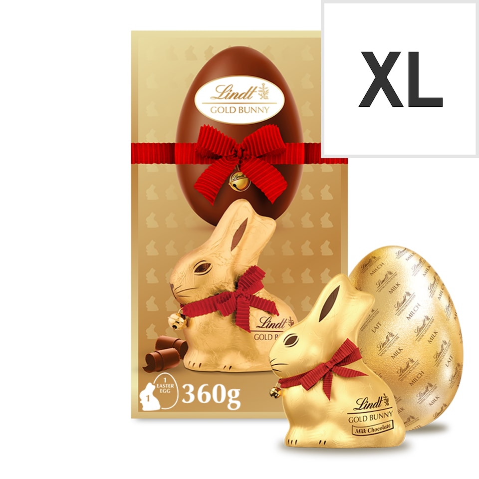 image 1 of Lindt Milk Chocolate Easter Egg with Gold Bunny 360g