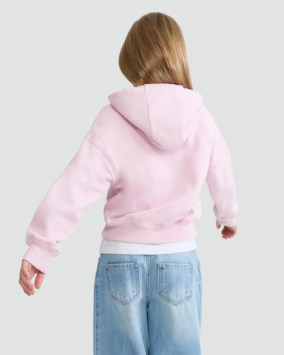 image 1 of Hello Kitty and Friends Slogan Cotton Rich Hoodie in Pink