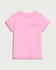 image 4 of F&F Girls Pure Cotton Floral Trim T-Shirt in Pink