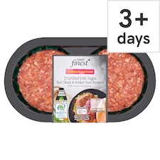 Tesco Finest 2 Certified Irish Angus 5oz Chuck & Brisket Beef Burgers 284g 