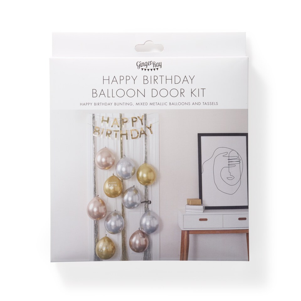 image 1 of Ginger Ray Shimmer 'Happy Birthday' Balloon Door Kit