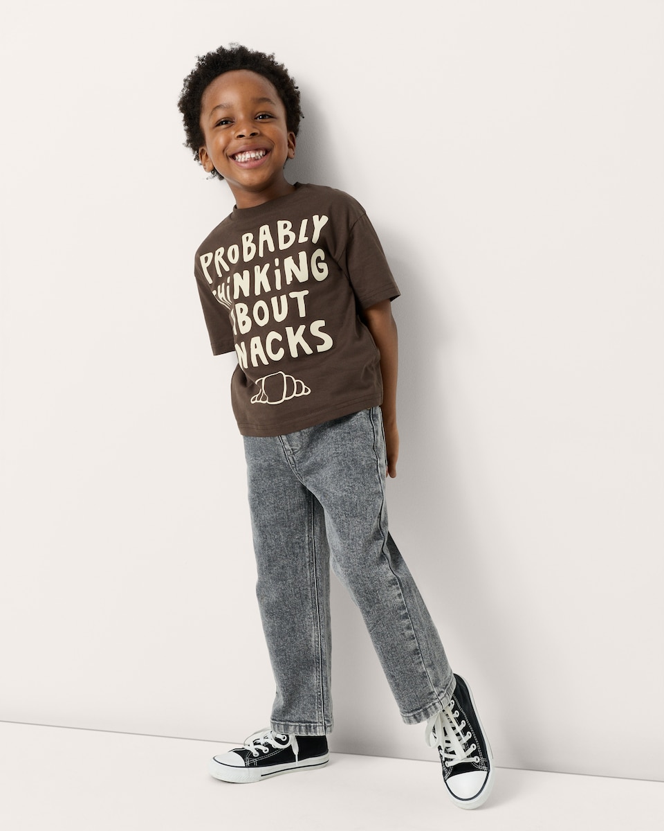 image 1 of F&F Boys Pure Cotton Food T-Shirt in Chocolate
