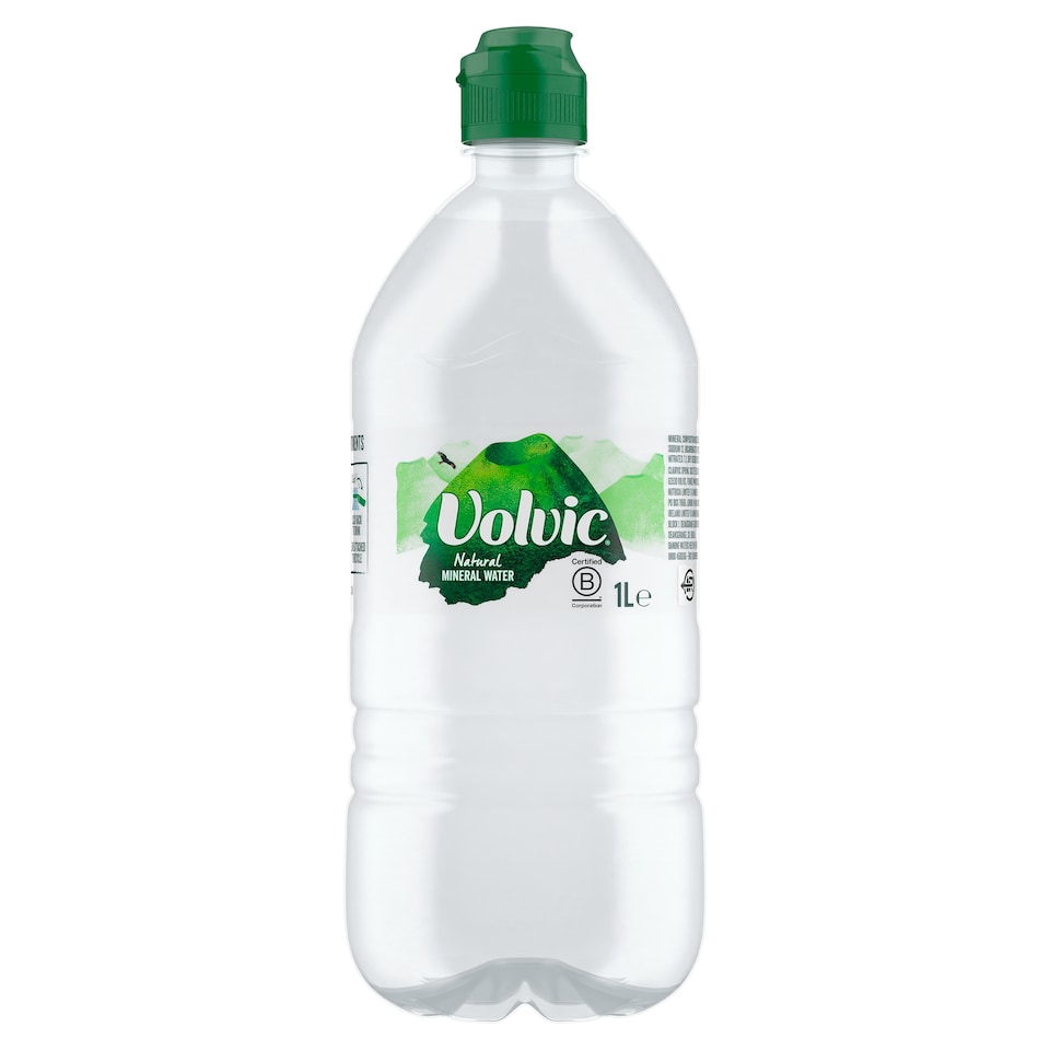 Volvic Natural Bottled Mineral Still Water Sports Cap 1L