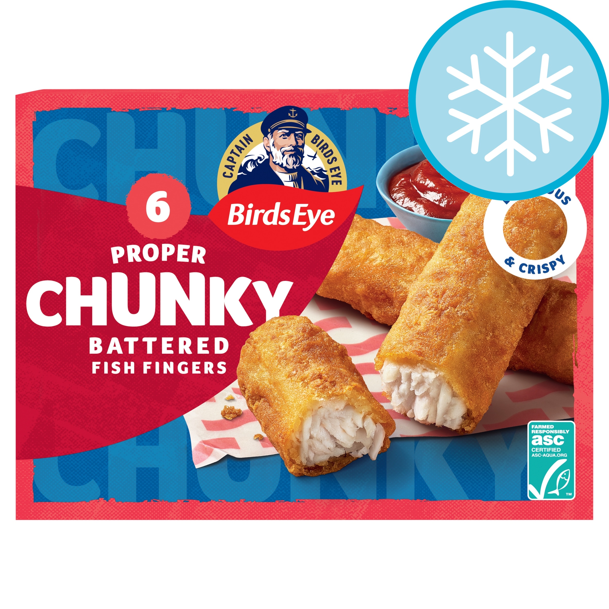 Birds Eye 6 Crispy Battered Fish Fingers Extra Large 360G