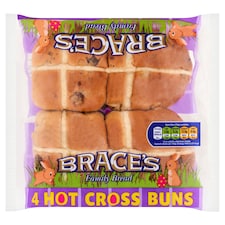 Brace's Hot Cross Buns 4 Pack