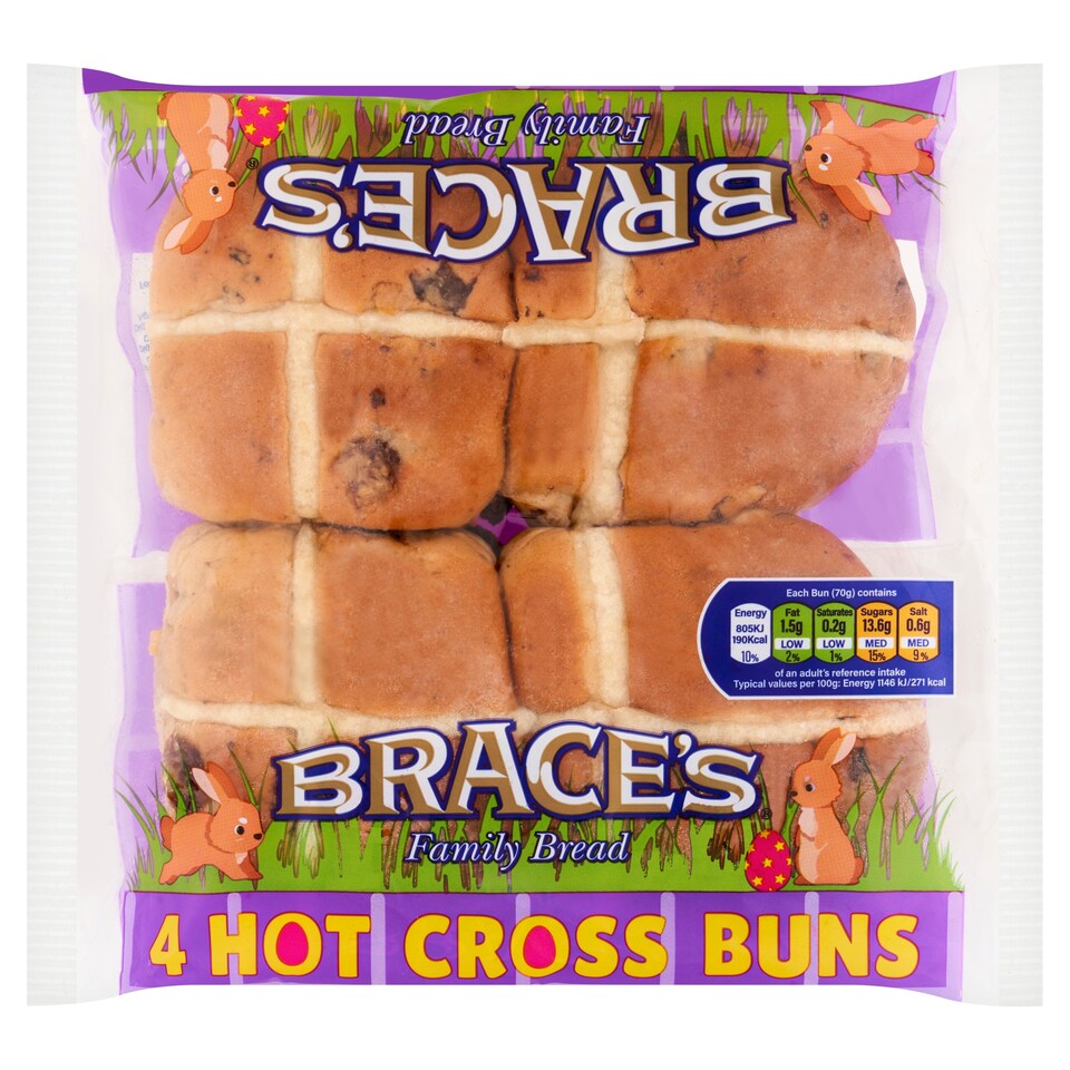 Brace's Hot Cross Buns 4 Pack