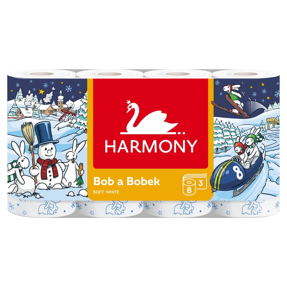 Harmony Bob a Bobek Soft White toaletní papír 3 vrstvy 8 ks