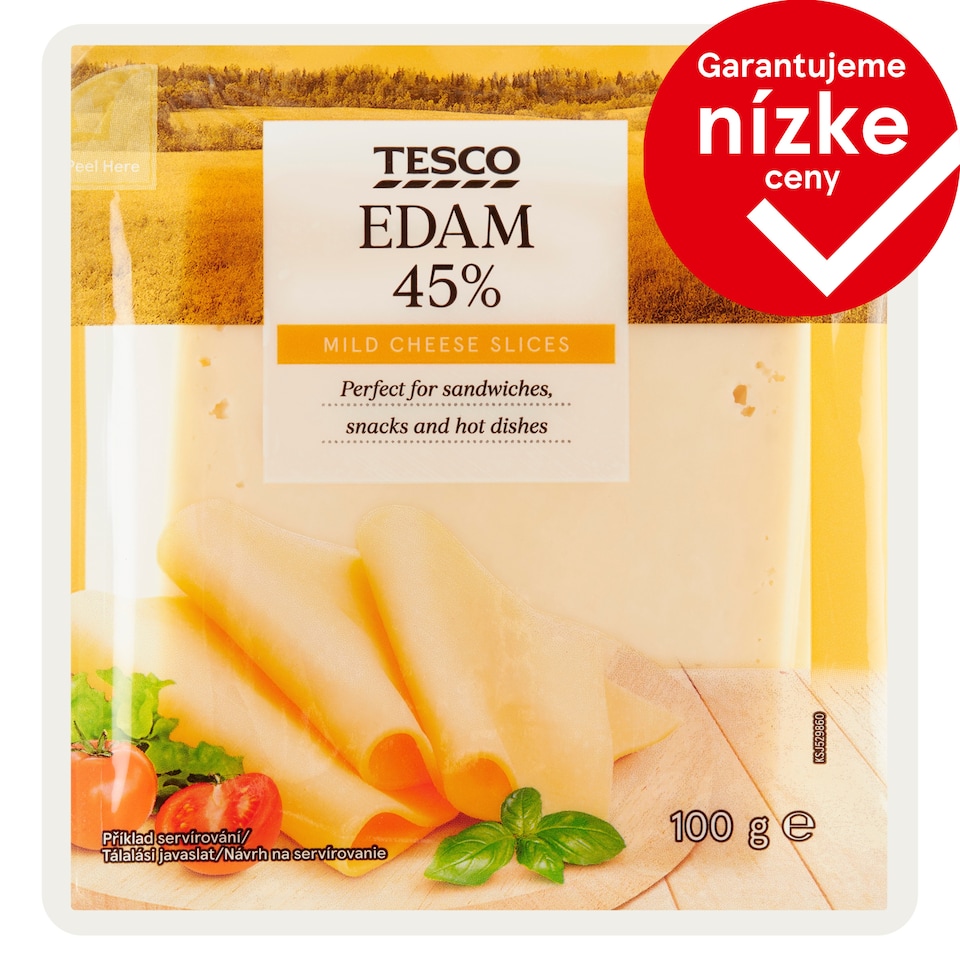Tesco Edam 45% Mild Cheese Slices 100 g