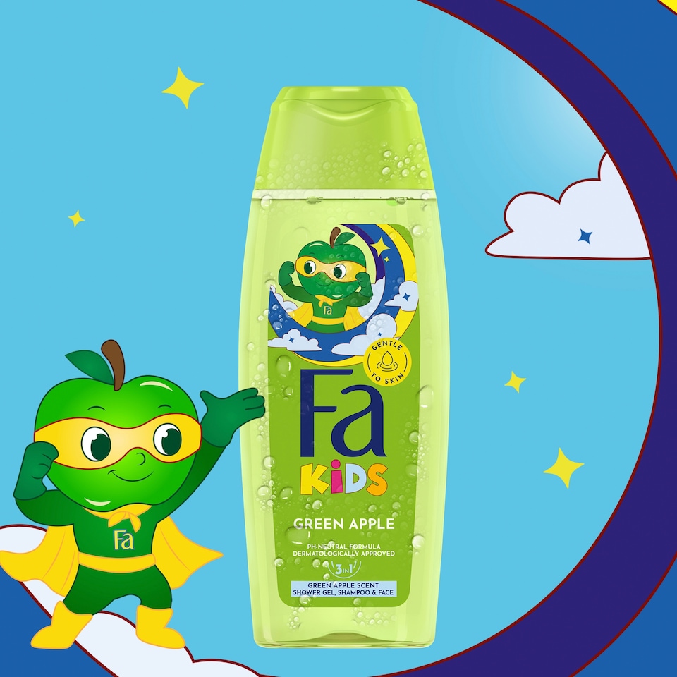 Fa Kids 3 az 1-ben tusfürdő és sampon zöldalma illattal 250 ml  1. kép