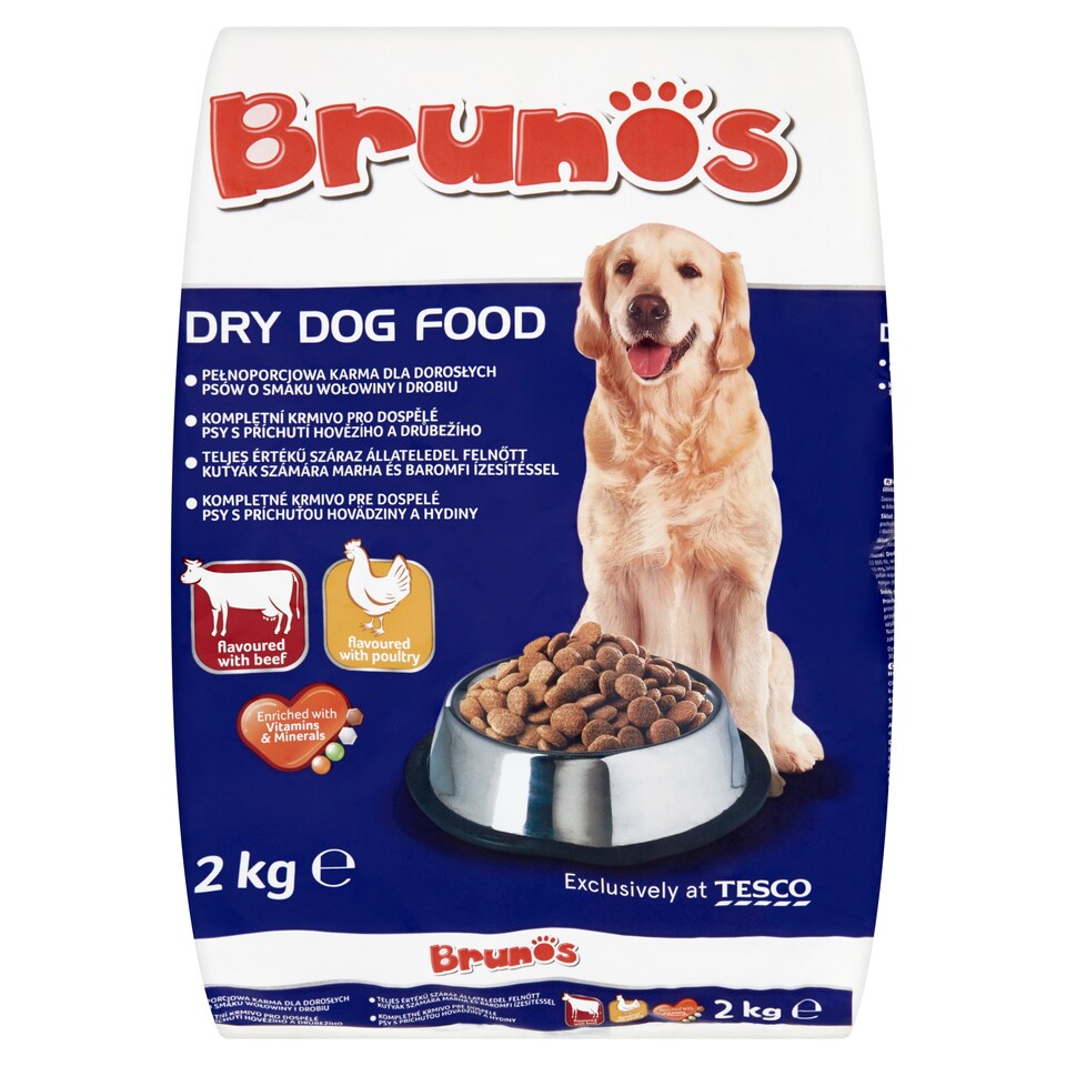 Brunos Complete Dry Dog Food with Beef and Poultry Flavour 2 kg