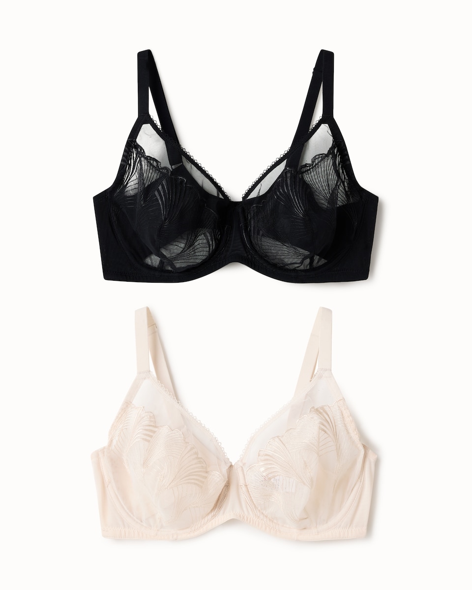 F&F 2-Pack Fuller Bust Mesh Wired Full Cup Bras in Multi