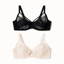 F&F 2-Pack Fuller Bust Mesh Wired Full Cup Bras in Multi