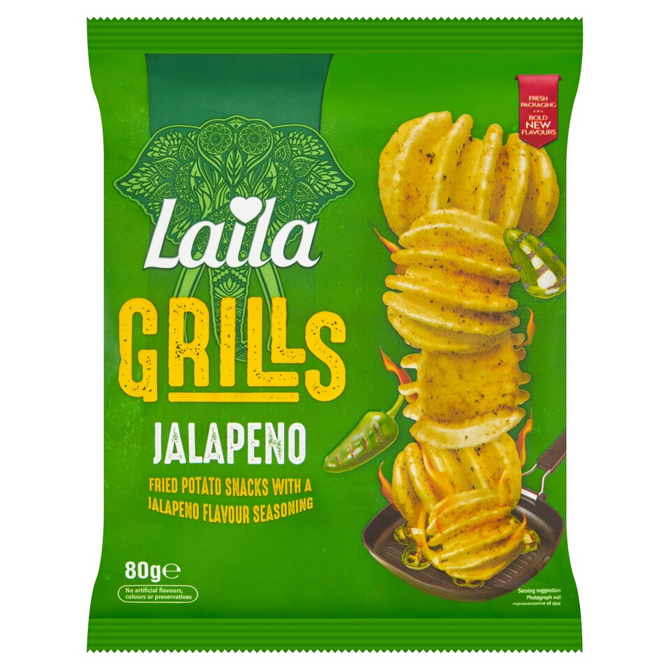 Laila Jalapeno Crispy Potato Grills 80g