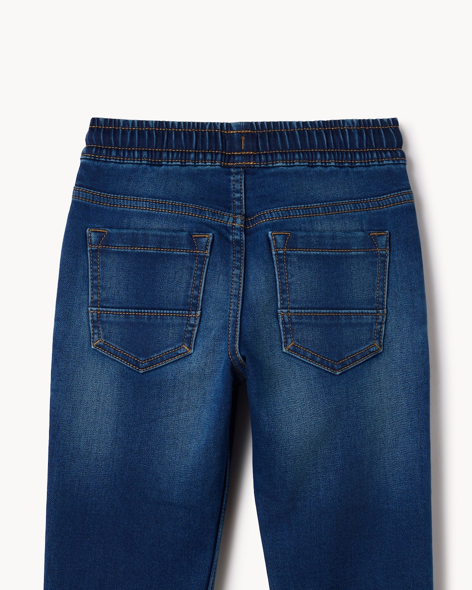 image 1 of F&F Boys Cotton Rich Pull On Jeans in Blue
