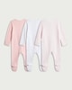 image 2 of F&F Baby 3-Pack Pure Cotton Long Sleeved Sleepsuits in Pink