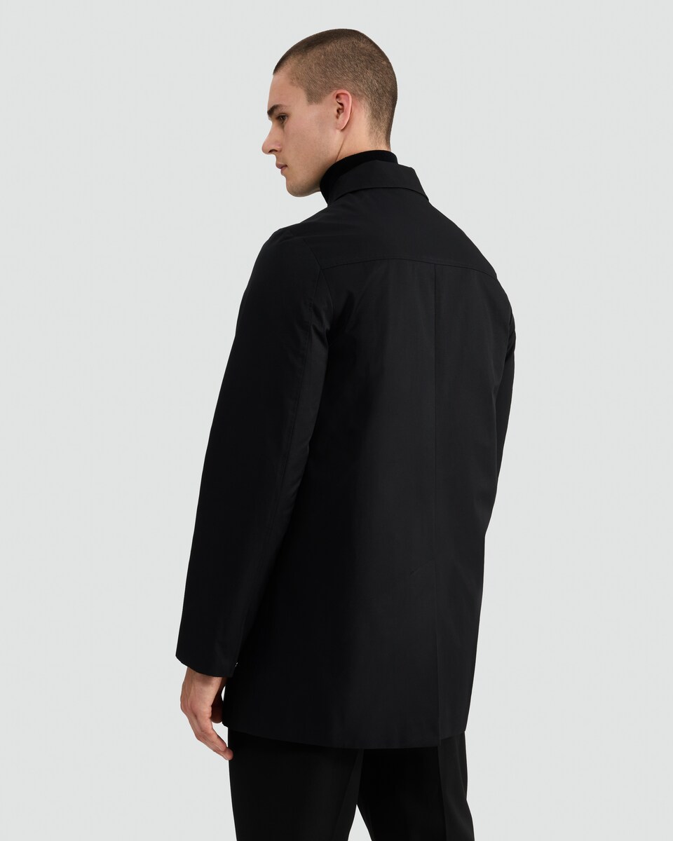 image 1 of F&F Single Breasted Shower Resistant Overcoat in Black