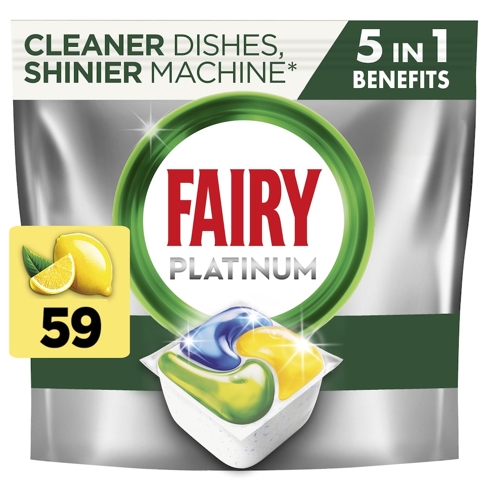 image 1 of Fairy Platinum All In One Spring Burst 59 Dishwasher Tablets Lemon 879g