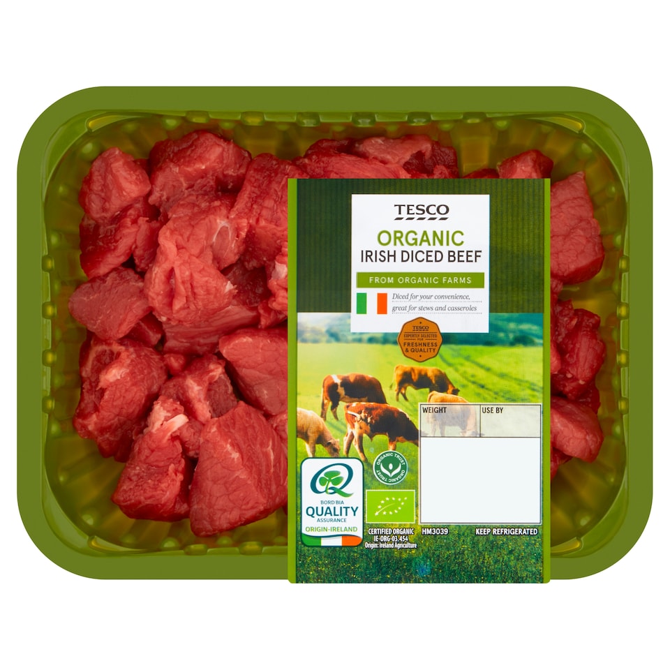 Tesco Organic Irish Diced Beef 380G