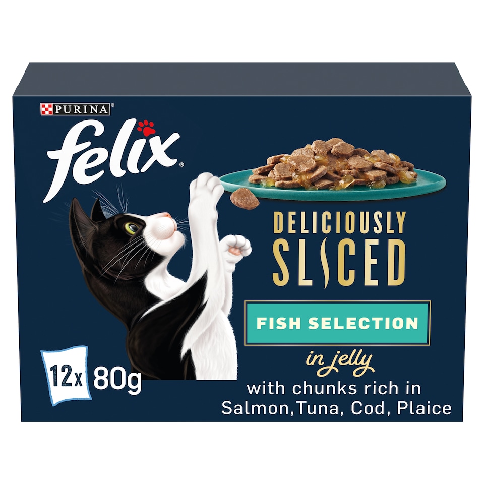 image 1 of FELIX Deliciously Sliced Fish Selection in Jelly Wet Cat Food 12x80g